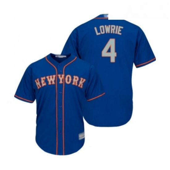 Mens New York Mets 4 Jed Lowrie Replica Royal Blue Alternate Road Cool Base Baseball Jersey Mens New York Mets 4 Jed Lowrie Replica Royal Blue Alternate Road Cool Base Baseball Jersey