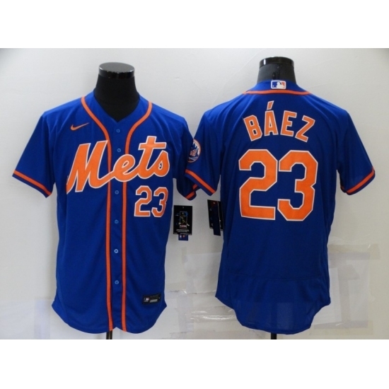 Men's Nike New York Mets #23 Javier Báez Blue Elite Authentic Baseball Jersey Men's Nike New York Mets #23 Javier Báez Blue Elite Authentic Baseball Jersey