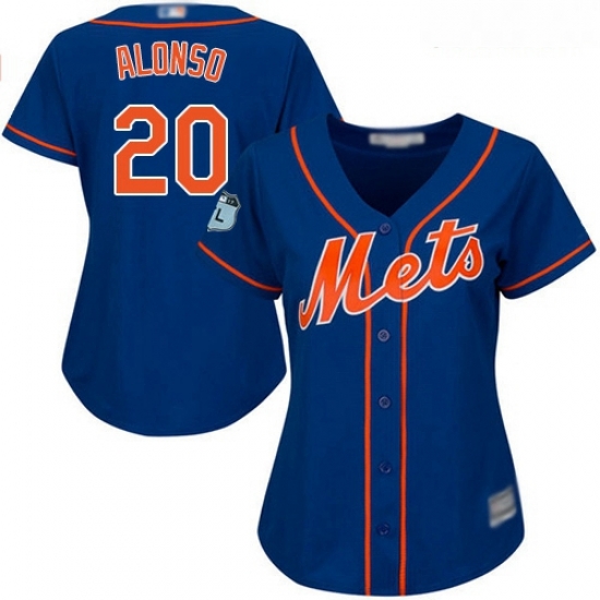 Mets #20 Pete Alonso Blue Alternate Women Stitched Baseball Jersey Mets #20 Pete Alonso Blue Alternate Women Stitched Baseball Jersey
