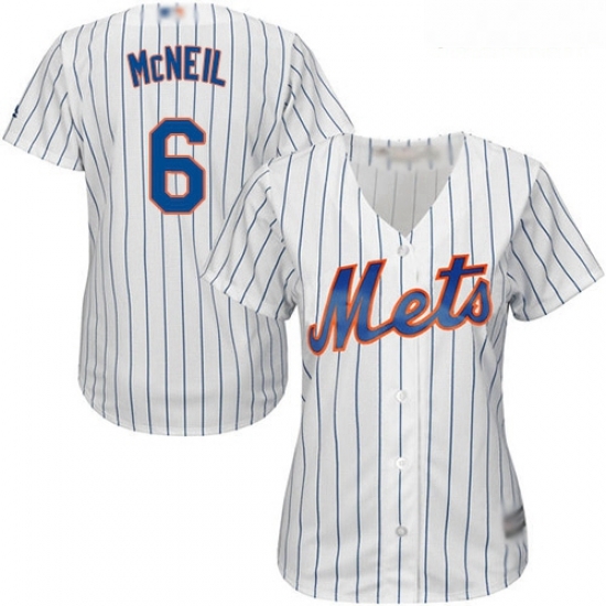 Mets #6 Jeff McNeil White 28Blue Strip Home Women Stitched Baseball Jersey Mets #6 Jeff McNeil White 28Blue Strip Home Women Stitched Baseball Jersey