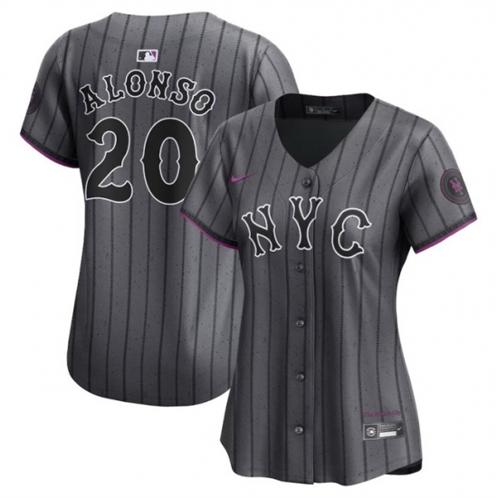 Women New York Mets 20 Pete Alonso Graphite 2024 City Connect Limited Stitched Baseball Jersey 2 1 Women New York Mets 20 Pete Alonso Graphite 2024 City Connect Limited Stitched Baseball Jersey 2 1