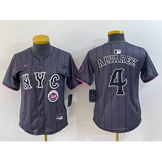 Women New York Mets 4 Francisco Alvarez Graphite 2024 City Connect Limited Stitched Baseball Jersey 2 Women New York Mets 4 Francisco Alvarez Graphite 2024 City Connect Limited Stitched Baseball Jersey 2