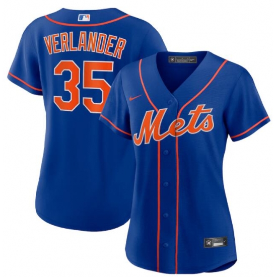 Women New York Mets Justin Verlander #35 Royal Blue Cool Base Stitched MLB jersey Women New York Mets Justin Verlander #35 Royal Blue Cool Base Stitched MLB jersey
