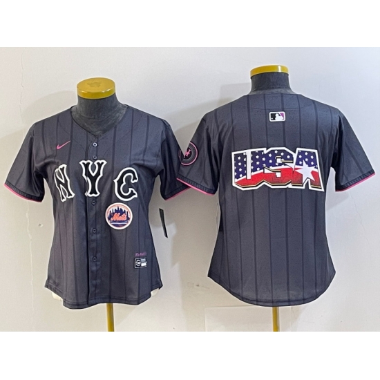 Women New York Mets Team Big Logo Graphite 2024 City Connect Limited Stitched Baseball Jersey 13 Women New York Mets Team Big Logo Graphite 2024 City Connect Limited Stitched Baseball Jersey 13