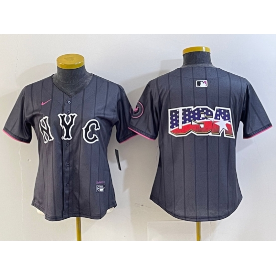 Women New York Mets Team Big Logo Graphite 2024 City Connect Limited Stitched Baseball Jersey 15 Women New York Mets Team Big Logo Graphite 2024 City Connect Limited Stitched Baseball Jersey 15