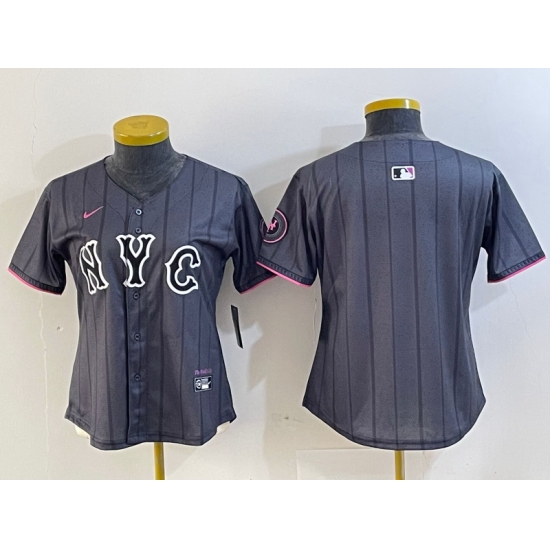 Women New York Mets Team Big Logo Graphite 2024 City Connect Limited Stitched Baseball Jersey 2 2 Women New York Mets Team Big Logo Graphite 2024 City Connect Limited Stitched Baseball Jersey 2 2