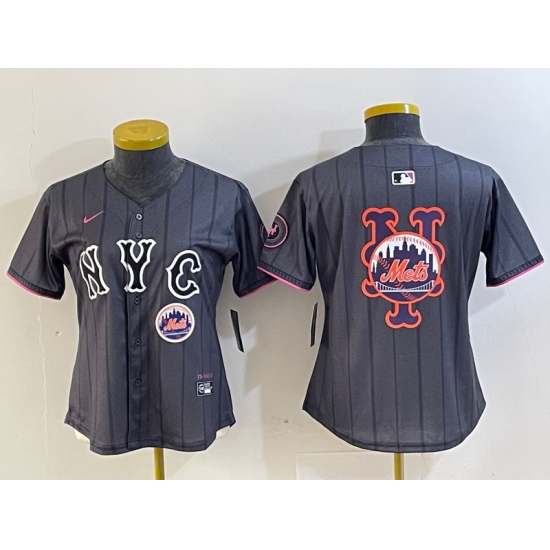 Women New York Mets Team Big Logo Graphite 2024 City Connect Limited Stitched Baseball Jersey 5 Women New York Mets Team Big Logo Graphite 2024 City Connect Limited Stitched Baseball Jersey 5