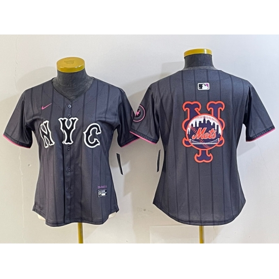 Women New York Mets Team Big Logo Graphite 2024 City Connect Limited Stitched Baseball Jersey1 Women New York Mets Team Big Logo Graphite 2024 City Connect Limited Stitched Baseball Jersey1