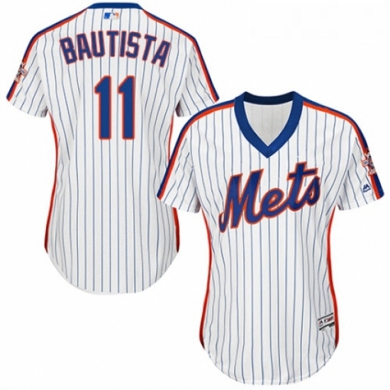 Womens Majestic New York Mets 11 Jose Bautista Authentic White Alternate Cool Base MLB Jersey Womens Majestic New York Mets 11 Jose Bautista Authentic White Alternate Cool Base MLB Jersey