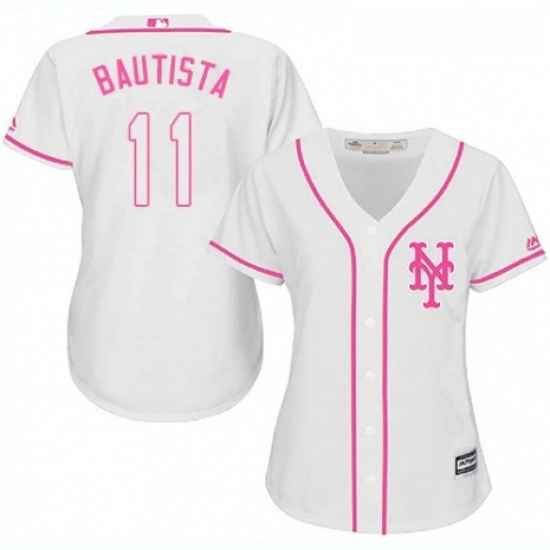 Womens Majestic New York Mets 11 Jose Bautista Authentic White Fashion Cool Base MLB Jersey Womens Majestic New York Mets 11 Jose Bautista Authentic White Fashion Cool Base MLB Jersey