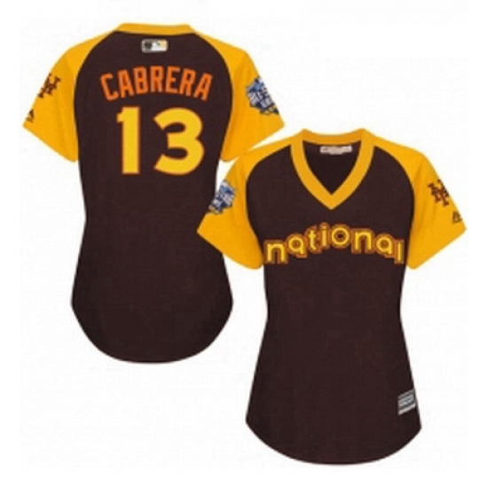 Womens Majestic New York Mets 13 Asdrubal Cabrera Authentic Brown 2016 All Star National League BP Cool Base MLB Jersey Womens Majestic New York Mets 13 Asdrubal Cabrera Authentic Brown 2016 All Star National League BP Cool Base MLB Jersey