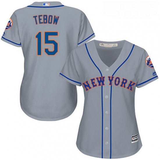 Womens Majestic New York Mets 15 Tim Tebow Replica Grey Road Cool Base MLB Jersey Womens Majestic New York Mets 15 Tim Tebow Replica Grey Road Cool Base MLB Jersey