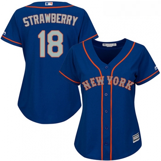 Womens Majestic New York Mets 18 Darryl Strawberry Replica Royal Blue Alternate Road Cool Base MLB Jersey Womens Majestic New York Mets 18 Darryl Strawberry Replica Royal Blue Alternate Road Cool Base MLB Jersey