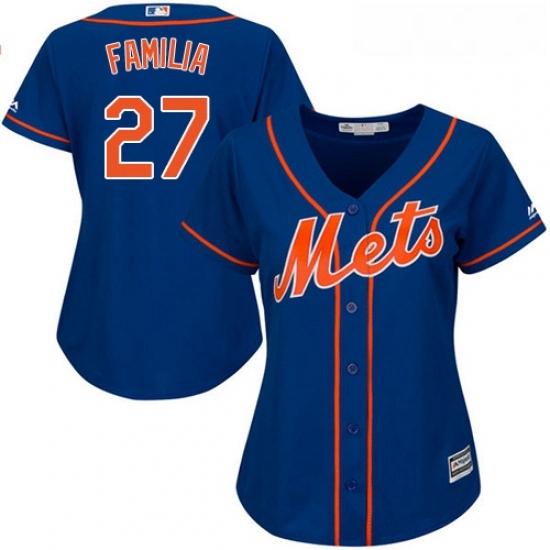 Womens Majestic New York Mets 27 Jeurys Familia Authentic Royal Blue Alternate Home Cool Base MLB Jersey Womens Majestic New York Mets 27 Jeurys Familia Authentic Royal Blue Alternate Home Cool Base MLB Jersey