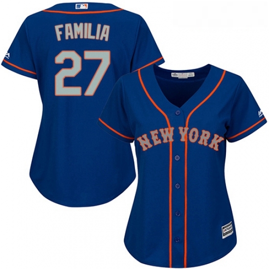 Womens Majestic New York Mets 27 Jeurys Familia Replica Royal Blue Alternate Road Cool Base MLB Jersey Womens Majestic New York Mets 27 Jeurys Familia Replica Royal Blue Alternate Road Cool Base MLB Jersey