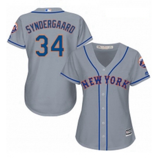 Womens Majestic New York Mets 34 Noah Syndergaard Replica Grey Road Cool Base MLB Jersey Womens Majestic New York Mets 34 Noah Syndergaard Replica Grey Road Cool Base MLB Jersey