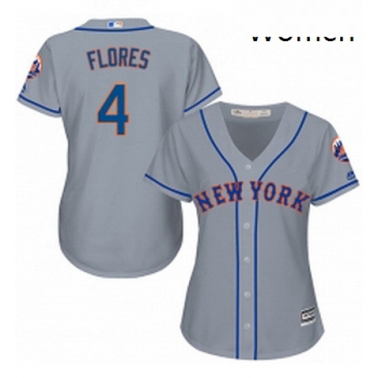 Womens Majestic New York Mets 4 Wilmer Flores Replica Grey Road Cool Base MLB Jersey Womens Majestic New York Mets 4 Wilmer Flores Replica Grey Road Cool Base MLB Jersey