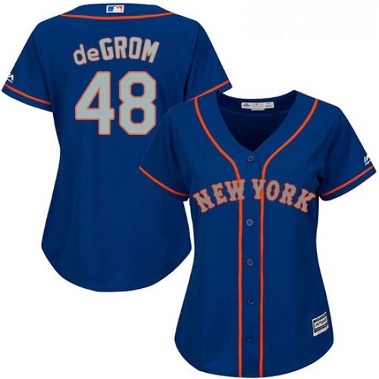 Womens Majestic New York Mets 48 Jacob deGrom Replica BlueGrey NO MLB Jersey Womens Majestic New York Mets 48 Jacob deGrom Replica BlueGrey NO MLB Jersey
