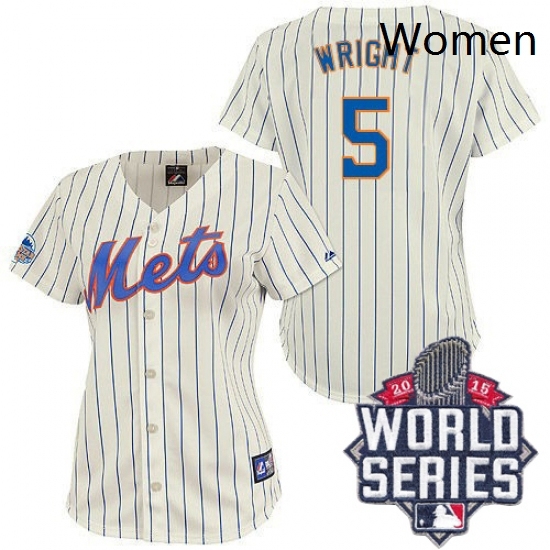 Womens Majestic New York Mets 5 David Wright Authentic CreamBlue Strip 2015 World Series MLB Jersey Womens Majestic New York Mets 5 David Wright Authentic CreamBlue Strip 2015 World Series MLB Jersey