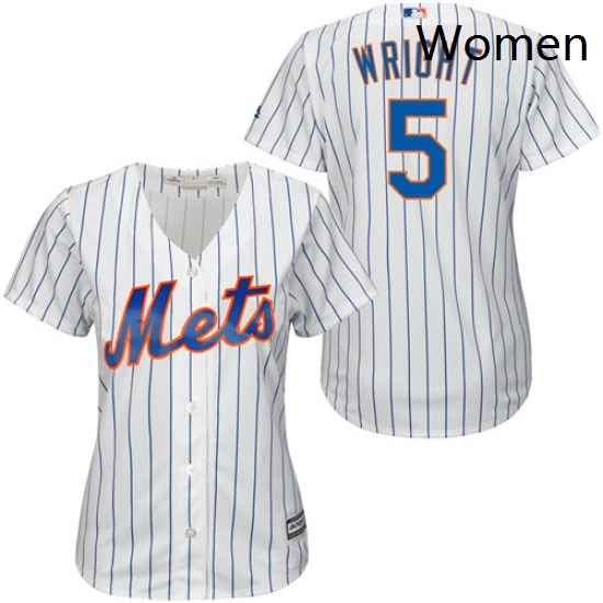 Womens Majestic New York Mets 5 David Wright Authentic WhiteBlue Strip MLB Jersey Womens Majestic New York Mets 5 David Wright Authentic WhiteBlue Strip MLB Jersey