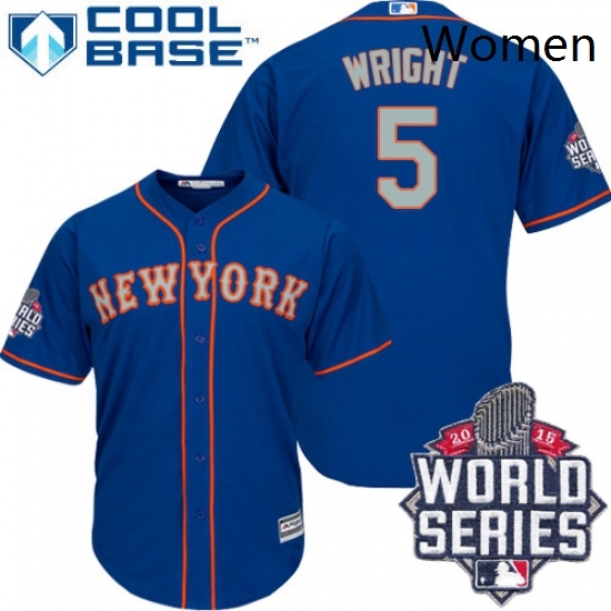 Womens Majestic New York Mets 5 David Wright Replica BlueGrey NO 2015 World Series MLB Jersey Womens Majestic New York Mets 5 David Wright Replica BlueGrey NO 2015 World Series MLB Jersey