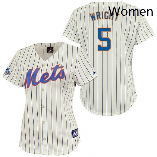 Womens Majestic New York Mets 5 David Wright Replica CreamBlue Strip MLB Jersey Womens Majestic New York Mets 5 David Wright Replica CreamBlue Strip MLB Jersey