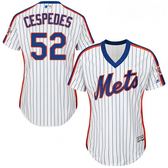 Womens Majestic New York Mets 52 Yoenis Cespedes Authentic White Alternate Cool Base MLB Jersey Womens Majestic New York Mets 52 Yoenis Cespedes Authentic White Alternate Cool Base MLB Jersey