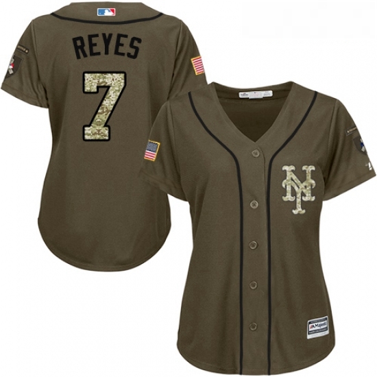 Womens Majestic New York Mets 7 Jose Reyes Authentic Green Salute to Service MLB Jersey Womens Majestic New York Mets 7 Jose Reyes Authentic Green Salute to Service MLB Jersey