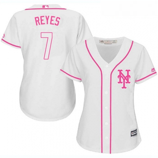 Womens Majestic New York Mets 7 Jose Reyes Authentic White Fashion Cool Base MLB Jersey Womens Majestic New York Mets 7 Jose Reyes Authentic White Fashion Cool Base MLB Jersey