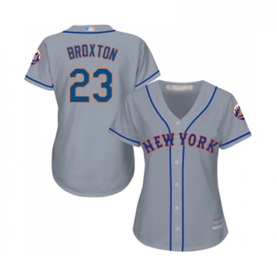 Womens New York Mets 23 Keon Broxton Authentic Grey Road Cool Base Baseball Jersey Womens New York Mets 23 Keon Broxton Authentic Grey Road Cool Base Baseball Jersey