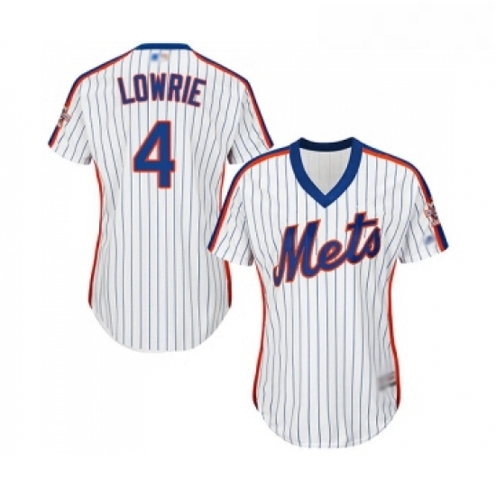 Womens New York Mets 4 Jed Lowrie Authentic White Alternate Cool Base Baseball Jersey Womens New York Mets 4 Jed Lowrie Authentic White Alternate Cool Base Baseball Jersey