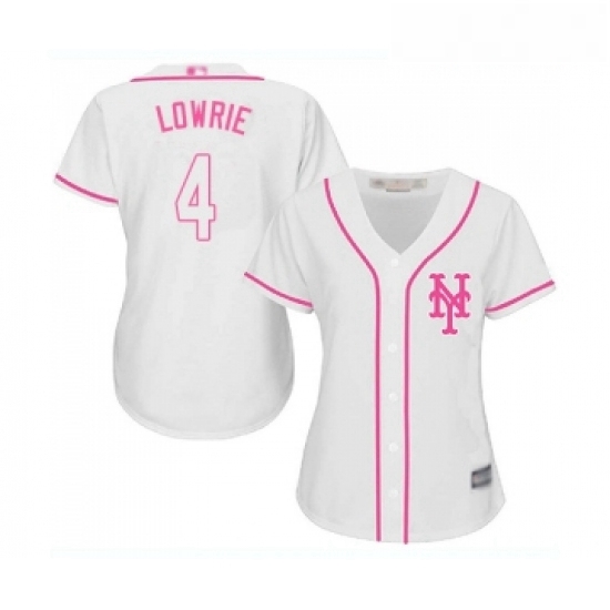 Womens New York Mets 4 Jed Lowrie Authentic White Fashion Cool Base Baseball Jersey Womens New York Mets 4 Jed Lowrie Authentic White Fashion Cool Base Baseball Jersey