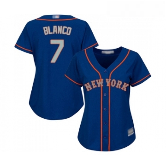 Womens New York Mets 7 Gregor Blanco Authentic Royal Blue Alternate Road Cool Base Baseball Jersey 