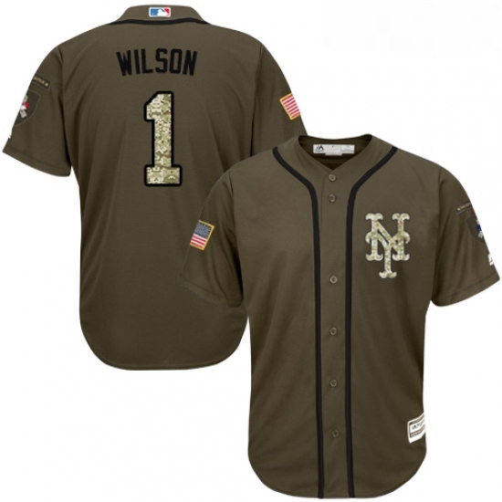 Youth Majestic New York Mets 1 Mookie Wilson Replica Green Salute to Service MLB Jersey Youth Majestic New York Mets 1 Mookie Wilson Replica Green Salute to Service MLB Jersey