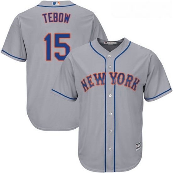Youth Majestic New York Mets 15 Tim Tebow Replica Grey Road Cool Base MLB Jersey Youth Majestic New York Mets 15 Tim Tebow Replica Grey Road Cool Base MLB Jersey