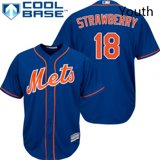 Youth Majestic New York Mets 18 Darryl Strawberry Replica Royal Blue Alternate Home Cool Base MLB Jersey Youth Majestic New York Mets 18 Darryl Strawberry Replica Royal Blue Alternate Home Cool Base MLB Jersey