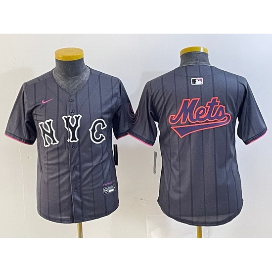 Youth New York Mets Team Big Logo Graphite 2024 City Connect Limited Stitched Baseball Jersey 9 Youth New York Mets Team Big Logo Graphite 2024 City Connect Limited Stitched Baseball Jersey 9