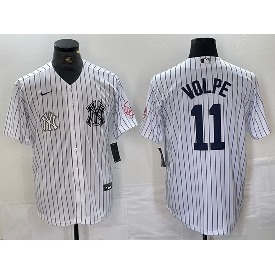 Men New York Yankees 11 Anthony Volpe White Cool Base Stitched Baseball JerseyS 11 Men New York Yankees 11 Anthony Volpe White Cool Base Stitched Baseball JerseyS 11