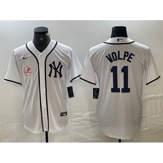 Men New York Yankees 11 Anthony Volpe White Cool Base Stitched Baseball JerseyS 1 Men New York Yankees 11 Anthony Volpe White Cool Base Stitched Baseball JerseyS 1