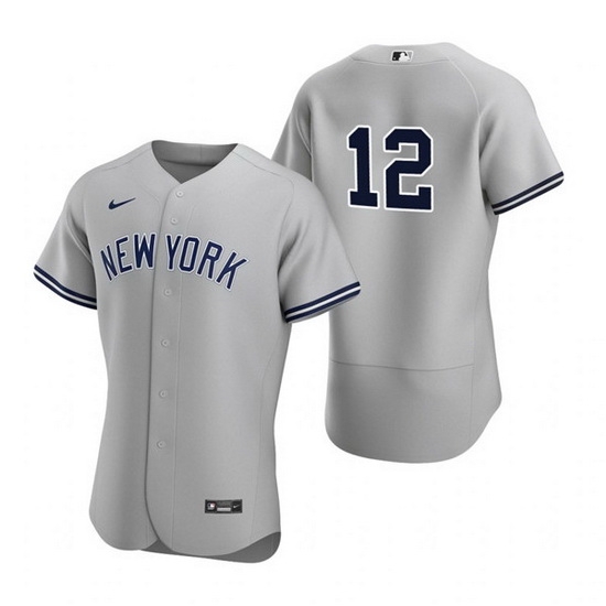 Men New York Yankees 12 Isiah Kiner Falefa Grey Flex Base Stitched jersey Men New York Yankees 12 Isiah Kiner Falefa Grey Flex Base Stitched jersey