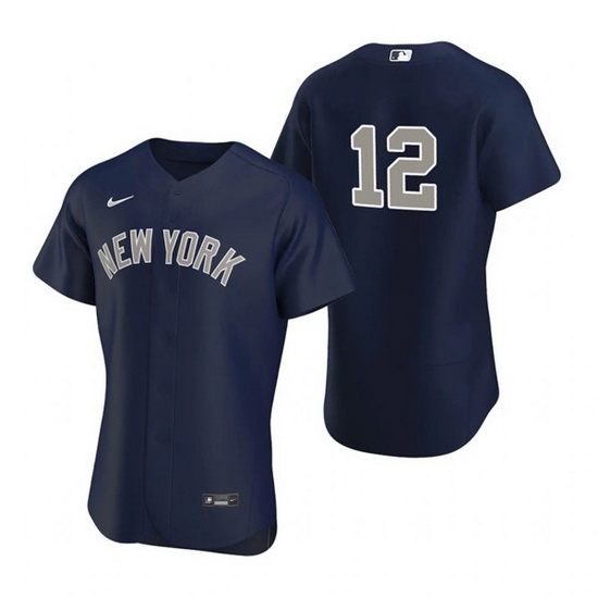 Men New York Yankees 12 Isiah Kiner Falefa Navy Flex Base Stitched jersey Men New York Yankees 12 Isiah Kiner Falefa Navy Flex Base Stitched jersey