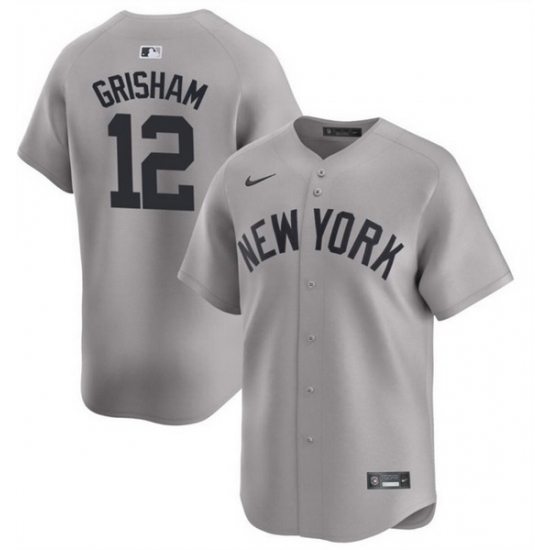 Men New York Yankees 12 Trent Grisham Gray 2024 Away Limited Cool Base Stitched Baseball Jersey Men New York Yankees 12 Trent Grisham Gray 2024 Away Limited Cool Base Stitched Baseball Jersey