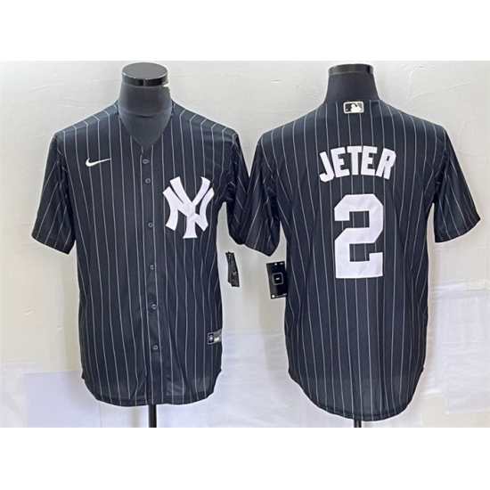 Men New York Yankees 2 Derek Jeter Black Cool Base Stitched Baseball Jersey Men New York Yankees 2 Derek Jeter Black Cool Base Stitched Baseball Jersey