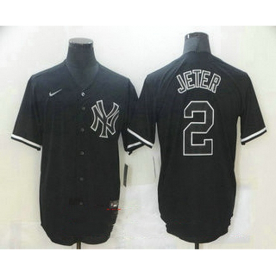 Men New York Yankees 2 Derek Jeter Black Fashion Stitched MLB Nike Cool Base Jersey Men New York Yankees 2 Derek Jeter Black Fashion Stitched MLB Nike Cool Base Jersey