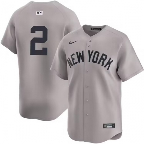 Men New York Yankees 2 Derek Jeter Gray Road Limited Cool Base Stitched Baseball Jersey Men New York Yankees 2 Derek Jeter Gray Road Limited Cool Base Stitched Baseball Jersey
