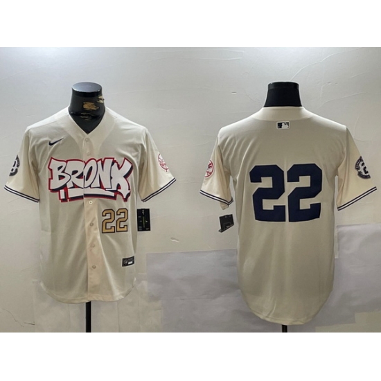 Men New York Yankees 22 Juan Soto Cream Bronx Graffiti V2 Vapor Limited Stitched Baseball Jersey 1 Men New York Yankees 22 Juan Soto Cream Bronx Graffiti V2 Vapor Limited Stitched Baseball Jersey 1