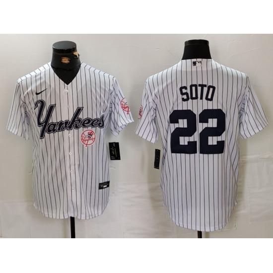 Men New York Yankees 22 Juan Soto White Cool Base Stitched Baseball Jersey 1 Men New York Yankees 22 Juan Soto White Cool Base Stitched Baseball Jersey 1