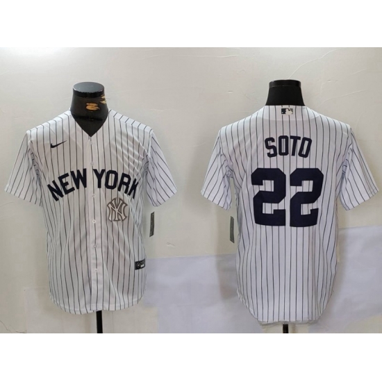 Men New York Yankees 22 Juan Soto White Cool Base Stitched Baseball Jersey Men New York Yankees 22 Juan Soto White Cool Base Stitched Baseball Jersey
