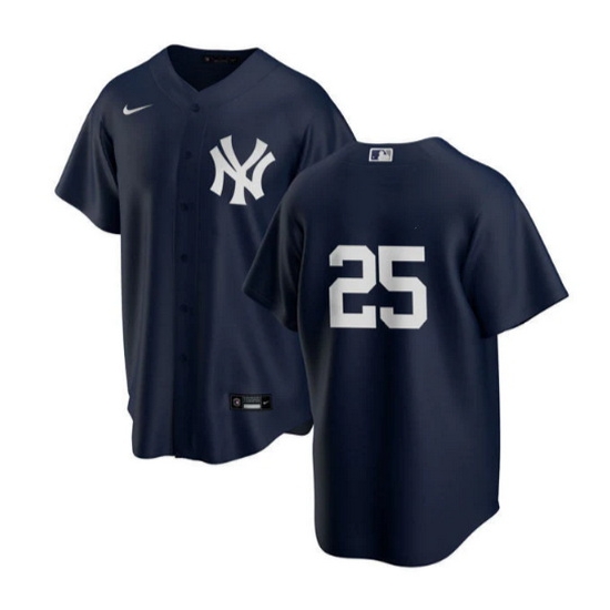 Men New York Yankees 25 Gleyber Torres Navy Cool Base Stitched Baseball Jersey