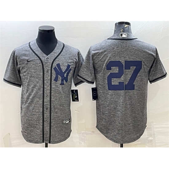 Men New York Yankees 27 Giancarlo Stanton Grey Cool Base Stitched Jersey Men New York Yankees 27 Giancarlo Stanton Grey Cool Base Stitched Jersey